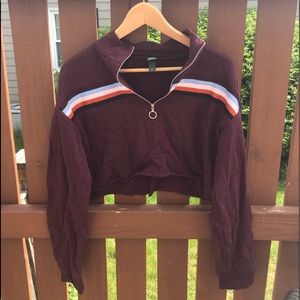 Purple 80s style crop sweatshirt